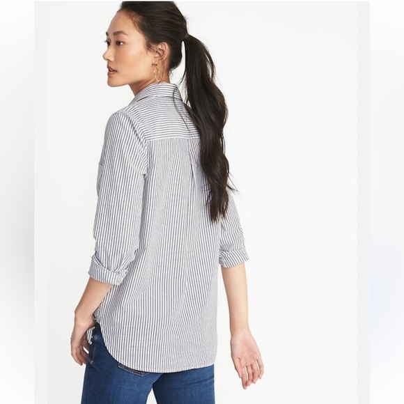Old Navy The Tunic Shirt Striped Button Down - Picture 1 of 6